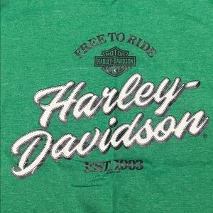Harley Davidson Graphic Short Sleeve TShirt Green Estimated Size Large